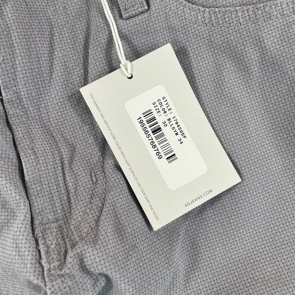 AG Adriano Goldschmied The Everett Slim‎ Straight 30x34 Grey Sueded Sateen NWT